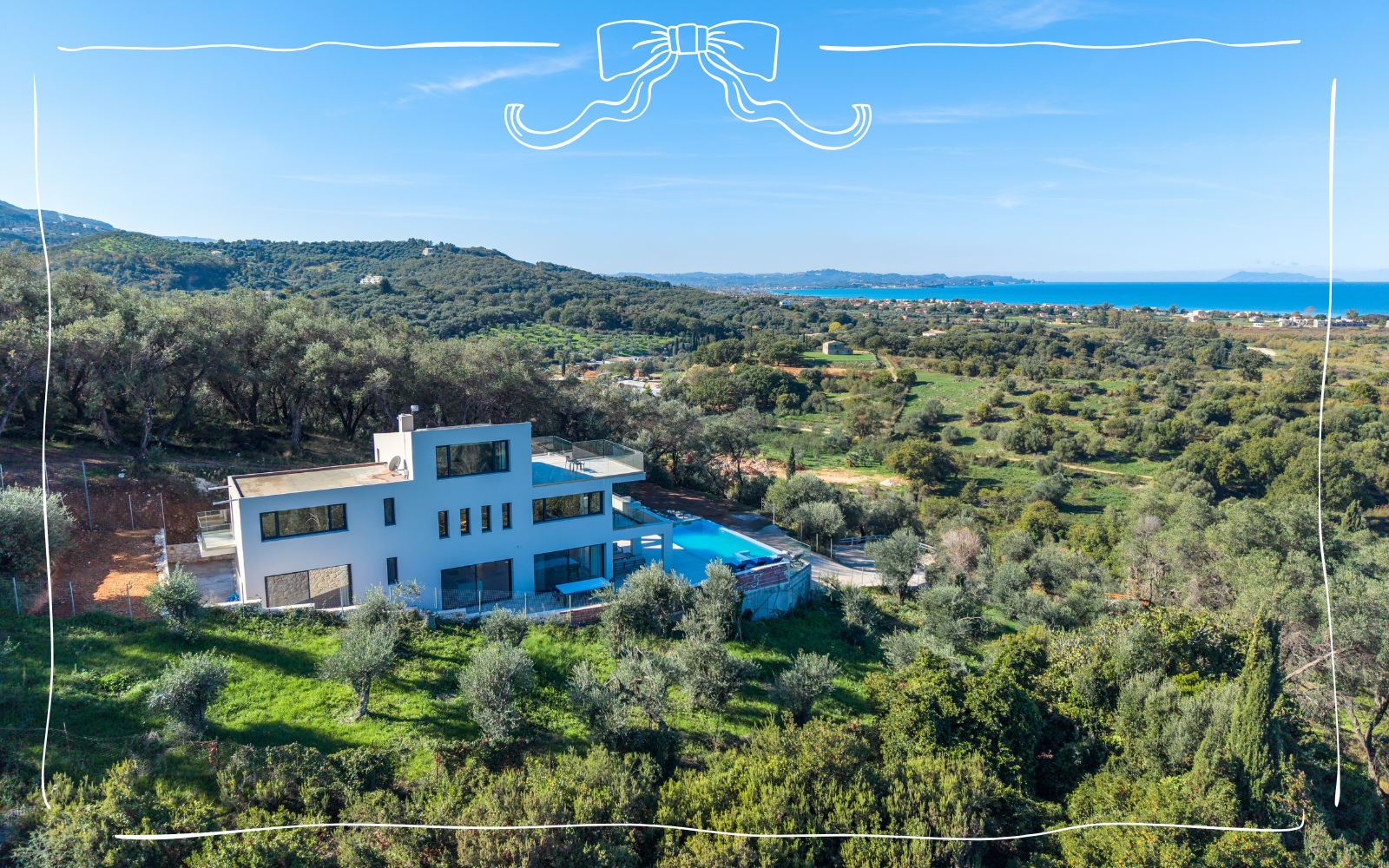 SEALAKE SERENITY VIEW VILLA, Almyros, Corfu, 2,850,000 €, 4 Bedrooms, 4 Bathrooms, Land size - 3300 m2. A modern villa overlooking St Spyridon lake and the sea beyond.
